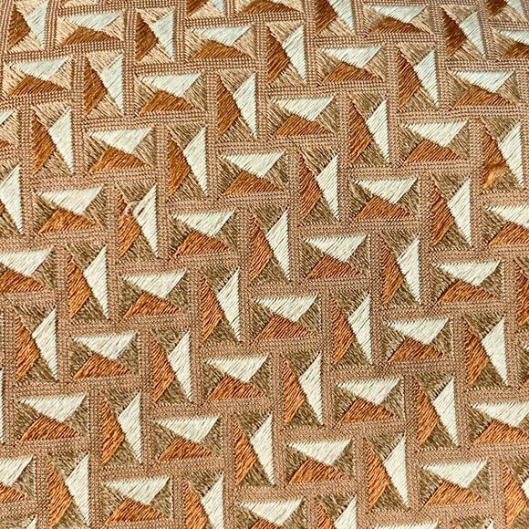 ERMENEGILDO ZEGNA Beige Tan Geometric Jacquard Silk Tie - Picture 2 of 6